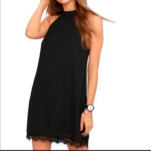 Lulus halter dress with lace trim